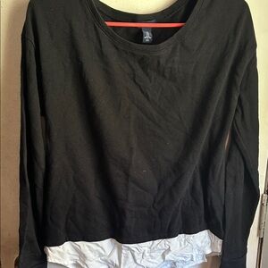 GAP Black Long Sleeve Top with White Hem
